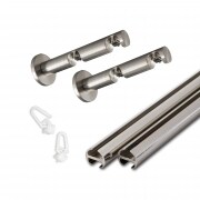 VICTORIA M Vorhangstange & -schiene | 2-läufig, silber, 340 cm (4x 170 cm) + Wandhalter, Gleiter