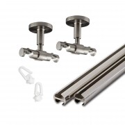 VICTORIA M Vorhangstange & -schiene | 2-läufig, silber, 140 cm (2x 140 cm) + Deckenhalter, Gleiter